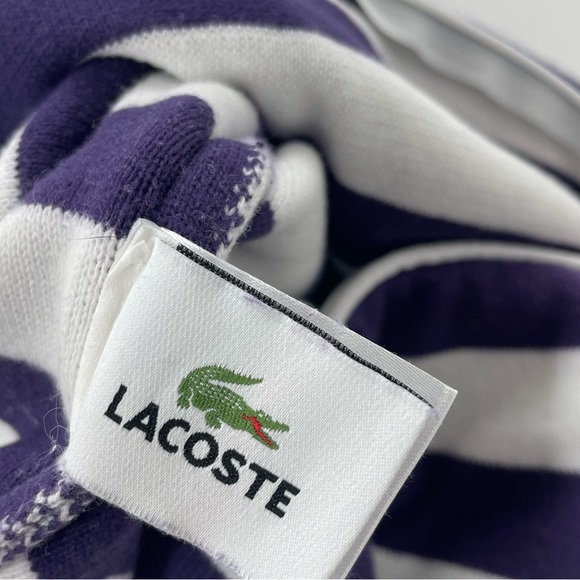 LACOSTE Retro Striped Purple lilac accent pillow case fits 18”x18” insert - Picture 6 of 8